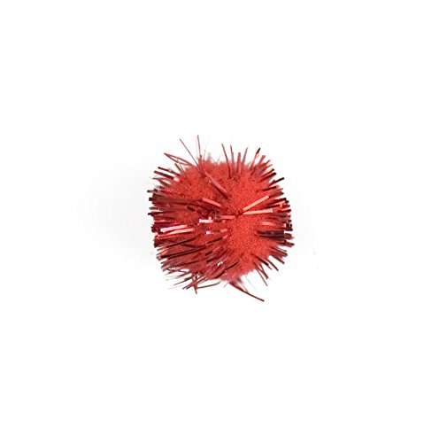 Craft Factory Glitter Craft Pom Poms Red - per pack of 12