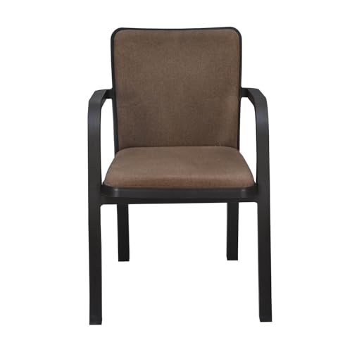 Image of Nilkamal Luxe Full-Back Cushioned Plastic Arm Chair | Stackable Chair | for Home, Living Room, Office, Outdoor, Balconies | Season Rust Brown & Dark Beige
