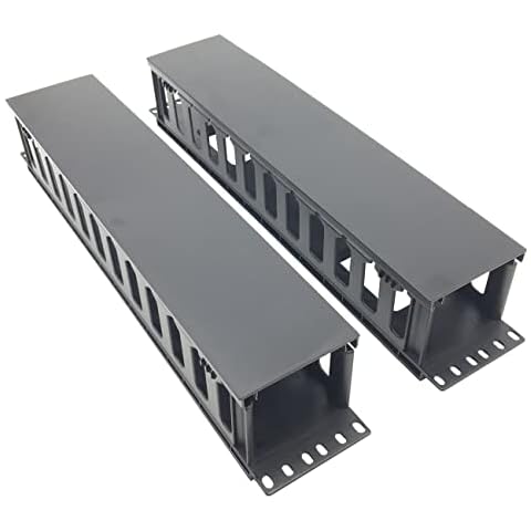 QiaoYoubang 2 Pack 2U 12 Slots Horizontal Rack Mount Cable Management Organizer Plastic 19" Rack Mount (2UPCM2PC) Cover