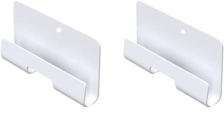 JOKIN Wall Mount Phone Holder with Adhesive Strips, Charging Holder Compatible with Smartphone and Mini Tablet (Pack of 2) (White)