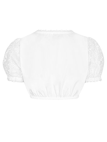 Schöneberger Trachten Couture Elegante Camicetta Dirndl Camicetta Wiesnherz Maniche Trasparenti - Camicetta Donna Dirndl con Pizzo (42, Bianco)