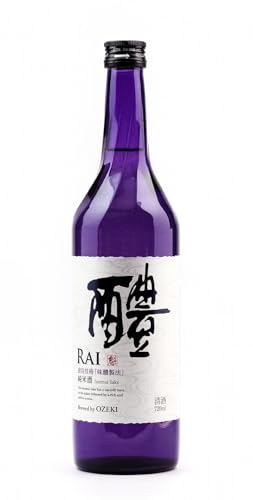 SAKE OZEKI RAI Junmai - Japanischer Reiswein, leicht fruchtiger Geschmack, Ideal zu Japanischen Gerichten, Naturbelassen & Rein, Aus der Ozeki Brauerei, 720ml