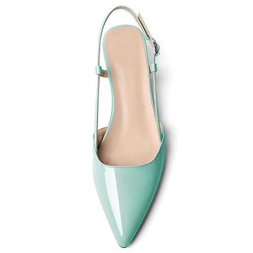 AUMOTED Women's Block Heel Pumps Slingback Pointed Toe Heels with Adjustable Strap Mid Low Heeled Dress Shoes for Ladies Wedding Party Office Evening 1.6 Inch3