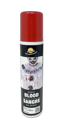 FIESTAS GUIRCA | Espray de Sangre para Ropa (75ml) - Spray Rojo para Ropa - Accesorio de Terror para Disfraces de Halloween, Carnaval y Fiestas - Todos los Usuarios