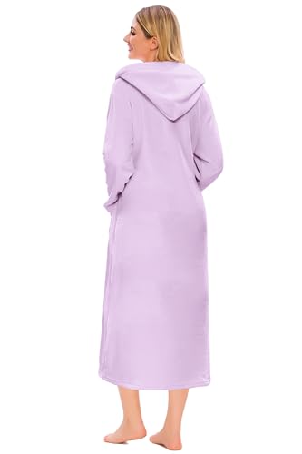 Image of Umeyda Girls & Women Fleece Hooded Robes, Soft Fuzzy Bathrobe Warm Plush Fluffy Bath Robe for Kids Womens