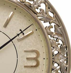 Image of Rikon Rk42 Delux Wall Clock for Home Living Room, and Office - Sweep Silent Moment - Made in India. (42 cm � 42 cm) (Plastic, Gold Ivory)