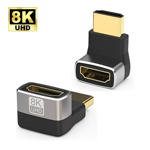 Adaptador HDMI 8K UHD 2.1 48gb - Angulo reto de 270 graus. Altissima velocidade de ate 48 Gbps. Cone