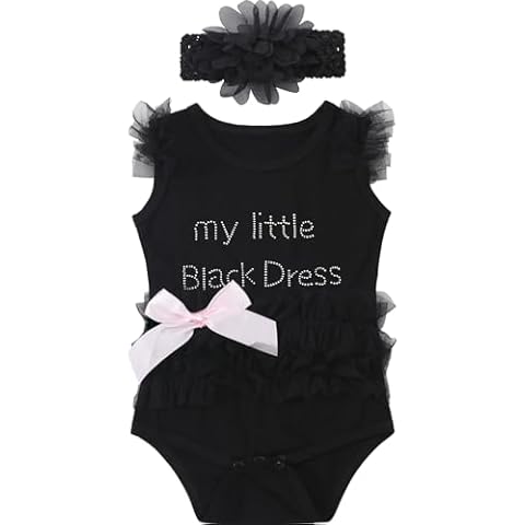 COSLAND Infant Baby Girls' Lace Tutu Little Dress Bodysuit, Black, 3-6 Months Cover