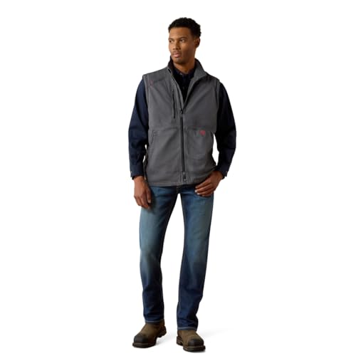 Image of ARIAT Mens Mns Fr Dralht Strch Cnvs Ins Vst Irn Gry Vest, Iron Gray, 3X-Large Tall US