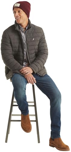 Image of Nautica Men's Reversible Quilted Puffer Jacket -Midweight Mechanical Stretch Winter Coat