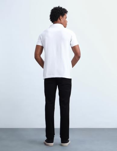 Image of Flying Machine Men's Slim Straight Fit Jeans| Solid | Mid Rise | Stretchable | Jeans for Man