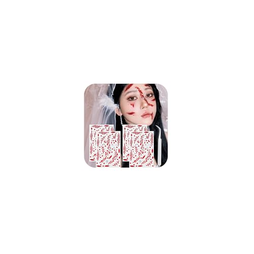 Longita Halloween Face Gems Face Jewels Stick on Rhinestones for Makeup Halloween Scars Crystal Stickers Red Teardrop Sticky Eye Gems Eye Jewels Ghosts Chucky Costumes Vampire Cosplay Party 4 Sheets