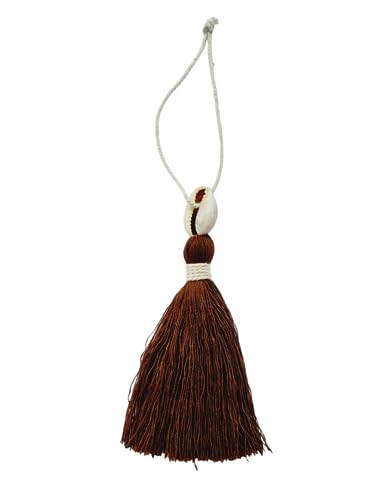 Image of Zippy Flora Handmade Cotton Tassels with Cowrie Shells for DIY & Crafts Project, Pack of 10 (Chocolate Brown)