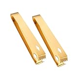 TOYZFRIENDY 2 piezas Pinzas de Hielo de Acero Inoxidable de Doradas con Borde Dentado Antideslizante para Bar Restaurante y Buffet Resistentes y Ligeras para Servir Alimentos y Cubitos