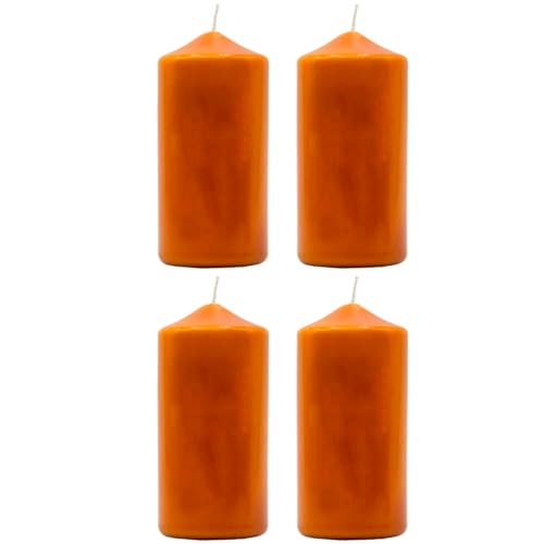 Tradineur - Pack de 4 velas de bloque con aroma, velón taco de cera perfumada, larga duración: 36 horas, aromaterapia, decoración del hogar (Canela, 11,8 x 5,6 cm)