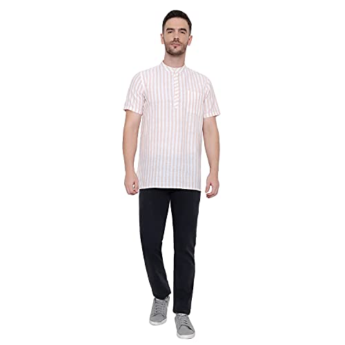 Latest Chikan Broad Striped Cotton Men's Short Kurtas