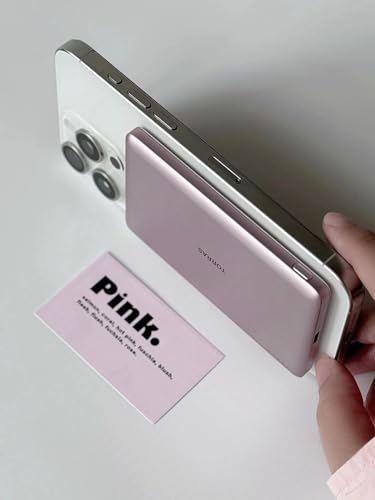 Image of TORRAS MiniMag Power Bank, Ultra Slim 5,000mAh Wireless Portable Charger with USB-C Cable, Fast Charging iPhone Air MagSafe Battery Pack, Compatible Charger for iPhone 17 /16 /15 /14 /13 /12, Azalea Pink