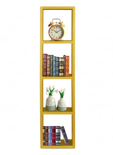 Image of SBF Furniture Tree Bookshelf Floor Standing Bookcase Free Standing Multipurpose Storage Rack for Books Magazines Organizer Showcase DIY (NEW MINI GHODO - Yellow, NEW MINI GHODO)