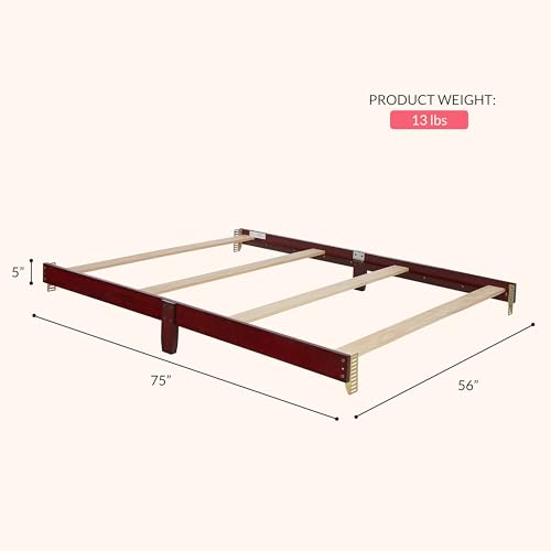 Image of Dream On Me Universal Crib to Full Size Bed Conversion Kit, Solid Wood Bed Rails for Select Convertible Cribs, Strong & Stable Support, Cherry