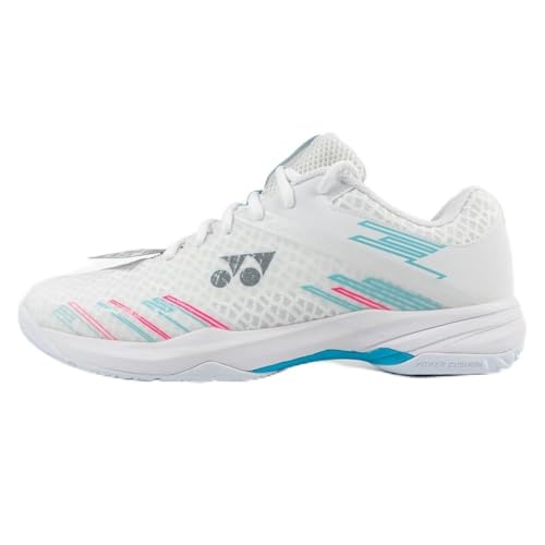 Top 10 Best Yonex Badminton Shoes Reviewed for Performance 17 YONEX Power Cushion Cascade Accel Wide | Men's Badminton Shoes | White/Sky Blue | High Comfort and Stability (US Footwear Size System, Adult, Men, Numeric, Wide, 9.5)