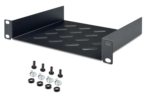 Étagère 10 pouces 1U DIGITUS en acier perforé noir haute résistance pour baie