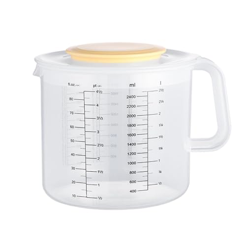 Taza medidora graduada, taza medidora | Vaso medidor, taza mezcladora, escala de esfera de 2400 ml, mango ergonómico, a prueba de salpicaduras para remover huevos, mezclar ensalada