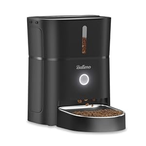 Balimo Luck 3L Dispensador Comedero Gato Automatico,Comedero AutomáTico para Gatos Y Perros con Bol De Granos De Acero Inoxidable Y Temporizador Programable, 1-6 Comidas (Negro)