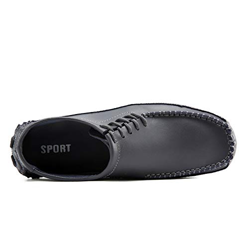 Hand-Made Casual Driving Shoes for Men Genuine Leather Lightweight Comfortable Breathable Business Loafers Anti-Slip Flat Round Toe Lace Up2