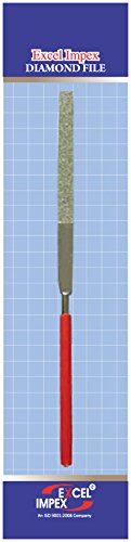 Excel Diamond File (Flat Profile) Total Length 160mm. Diamond Coating Length 75 mm, Grit 80 US mesh.