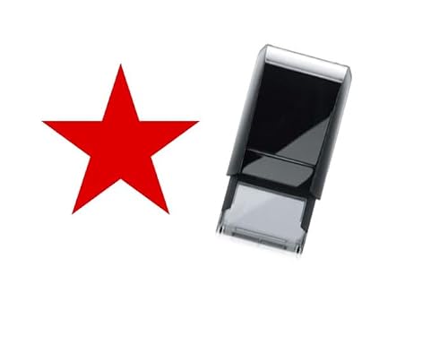 Red Star - Hand Stamp - Ideal for Events, Pubs, Parties, etc self Inking 28mm with Safe Water Based Ink That Easily Washes Off with soap and Water