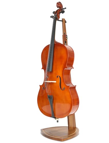Musbeat Cello Stand with Bow Holder, Hardwood Cello Rack with Hanging Yoke