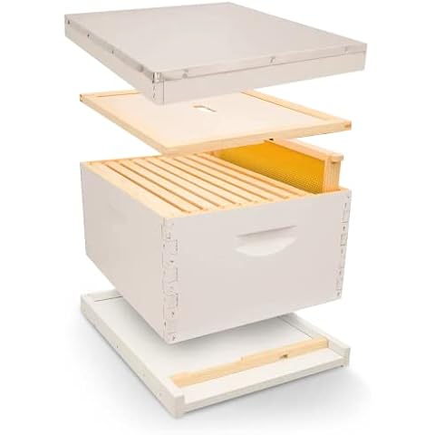 Mann Lake Complete Bee Hive Kit, Fully Assembled Beginner-Friendly Beekeeping Hive Starter Set with Hive Body & 10 Frames, Durable and Weather-Resistant, Painted Cover