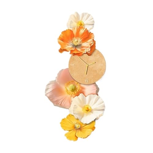 Horloge murale silencieuse sans tic-tac et tableau fleurs LED moderne - 2