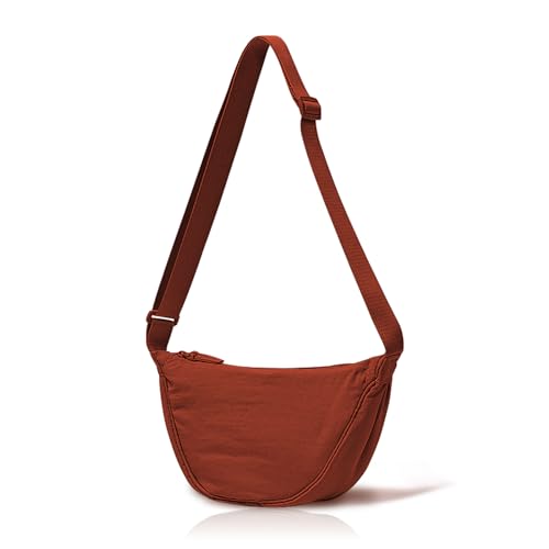 FuninCrea Sac à Bandoulière Femme, Imperméable Nylon Croissant de Lune Sac, Demi Lune Petit Sacs Bandouliere Femme avec Bandoulière Amovible, Hobo Sacs à...
