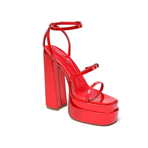 Vivianly Womens Platform Ankle Strap Sandals Open Toe Chunky Block High Heels Size 8 thumb #5