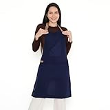 Encasa XO Tablier de cuisine réglable avec poches et porte-serviettes, 68x85 cm, coton re...