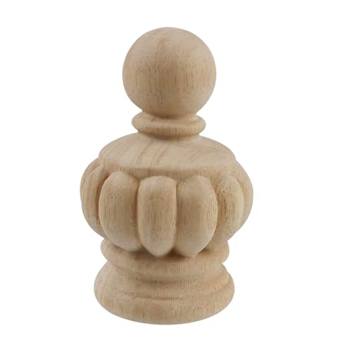 Chinflly Decorative Wood Finials for Bed Post Finials Curtain Rod Staircases DIY Crafts Unfinished Wooden Finials for Indoor Use Home Decor, 1 Pcs-2.95