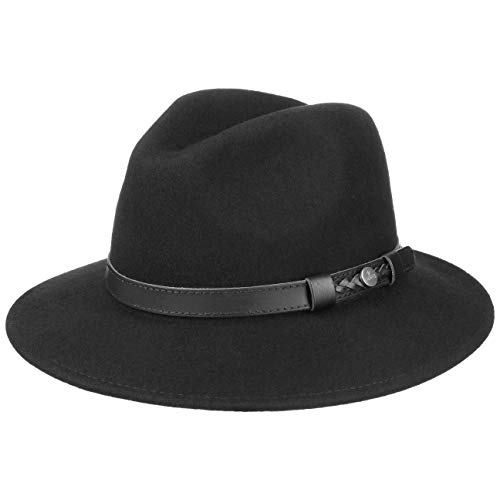 Lierys Chicago Wool Felt Traveller Hat Women/Men Black 7 1/2-7 5/8