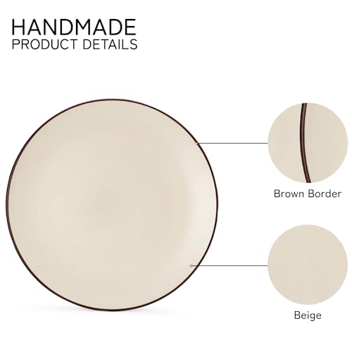 Image of Bodhi House Solid Handcrafted Stoneware Ceramic Dinner Set, Dish Set Serving, Microwave and Dishwasher Safe, Bone-ash Free, Crockery Set for Dining and Gifting (Off-WHT, Pack of 18 (6F+12K))