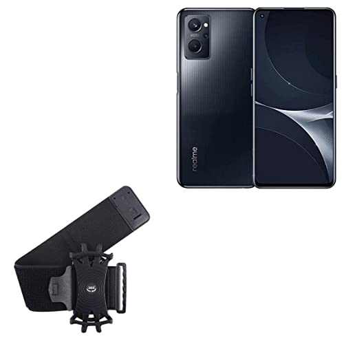 BoxWave Holster Compatible with Realme 9i 5G - ActiveStretch Sport Armband, Adjustable Armband for Workout and Running - Jet Black