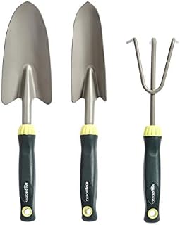 Amazon Basics 3-Piece Garden Tool Set with Trowel, Hand Transplanter and Hand Cultivator
