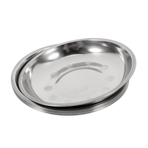 Piatti Rotondi in Acciaio Inossidabile 6 Pezzi (7 Pollici) Per Dessert e Pasta, Adatti a Picnic e Barbecue