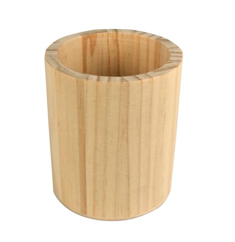MÉGACRÉA Pot à Crayons en Bois diam. 8,5 cm, Haut. 10 cm