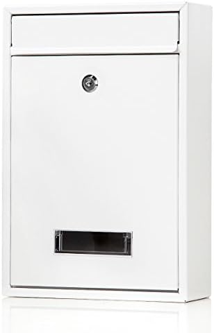 Locking Mailboxes Wall Mounted Vertical – Jssmst Key Lock Mail Box Medium Capacity Galvanized Steel Cover Rust-Proof Metal Post Box, 12.6 x 8.5 x 3.4 Inch, White，SM-0604L