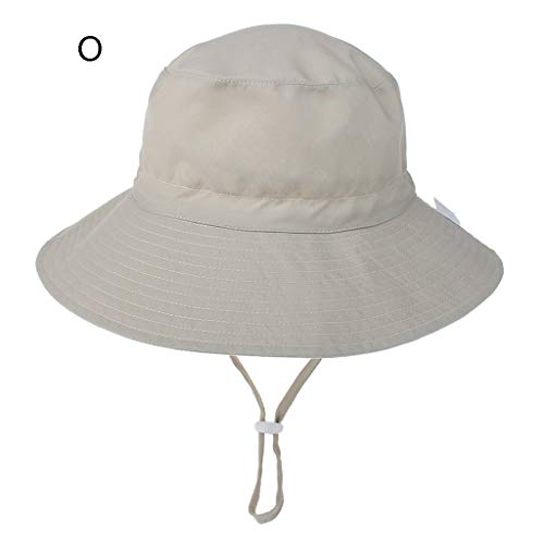 Baby Sun Hat Adjustable - Outdoor Toddler Swim Beach Pool Hat Kids UPF 50+ Wide Brim Chin Strap Summer Play Hat Beige