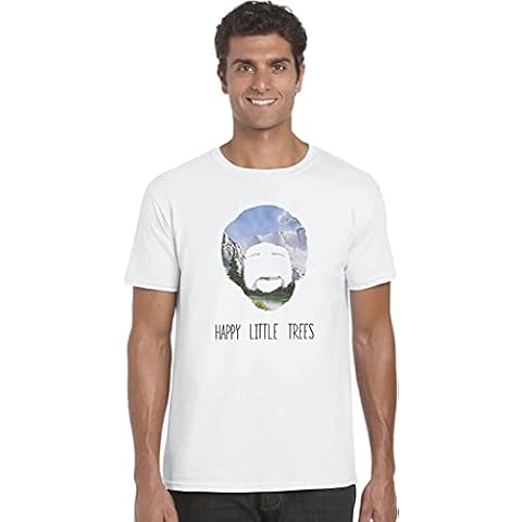 New Spirit Original Happy Little Trees Bob Funny Ross Meme Gift Joke Unisex T-Shirt XL White Cover