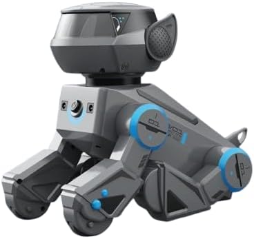 InventoBots Interactive Touch Remote Control Robot Dog Toy, Programmable AI Smart Robotic Puppy, Educational STEM Toy for Kids Ages 3-10 (Black & Grey)
