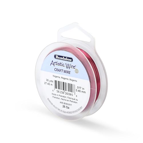Image of Artistic Wire, 26 Gauge Tarnish Resistant Colored Copper Craft Wire, Magenta, 30 yd