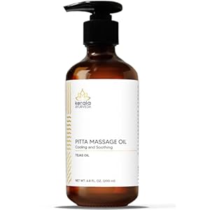 Kerala Ayurveda Cooling Herbal Massage Body Oil | Mind Calming Properties | Nourishes & Hydrates Skin | Indian Madder Root Rich | Ideal for Balancing Pitta Dosha | Tejas Oil – 6.8 Fl Oz