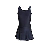 CNYE キッズ スクール水着 女の子 ワンピース水着 ガールズ学校用水着 ワンピース 子供水着 [UPF50+紫外線対策加工] ダークブルー (130, 身長 125-135)